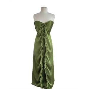 NEW BARI JAY women strapless formal evening gown in kiwi